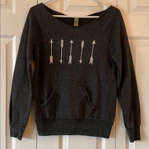 Boatneck Raw-Edge Grey Arrow Sweatahirt / Small